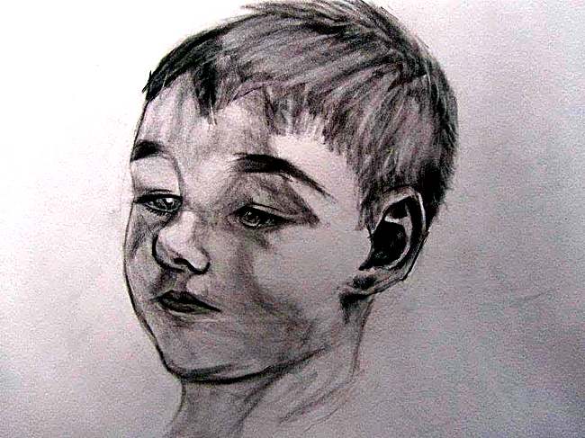 Child Study, charcoal on paper