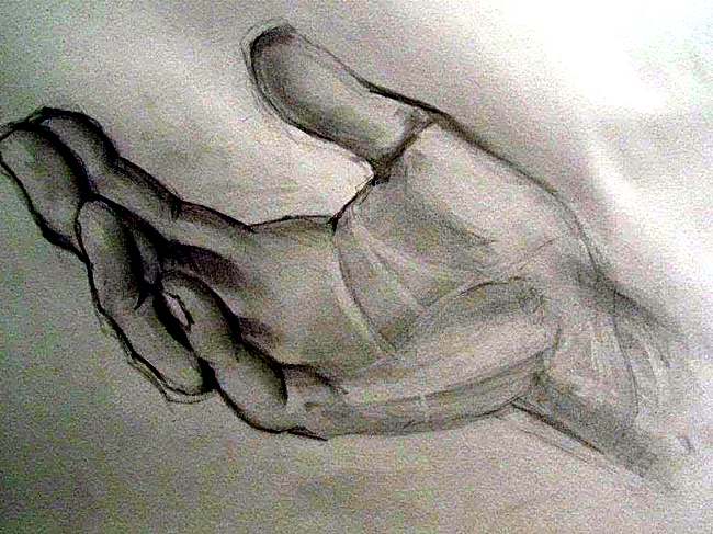 Hand Study, charcoal on paper