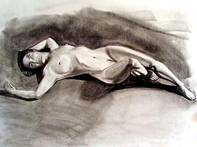 Figure Study III, charcoal on paper