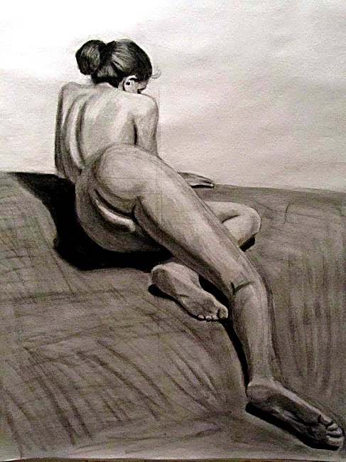 Figure Study IV, charcoal on paper