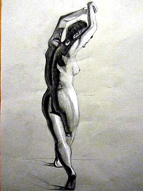 Figure Study VI, charcoal on paper