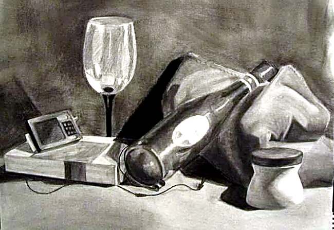 Still Life Study I, charcoal on paper