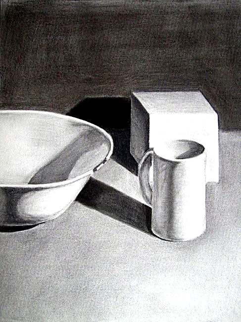 Still Life Study II, charcoal on paper