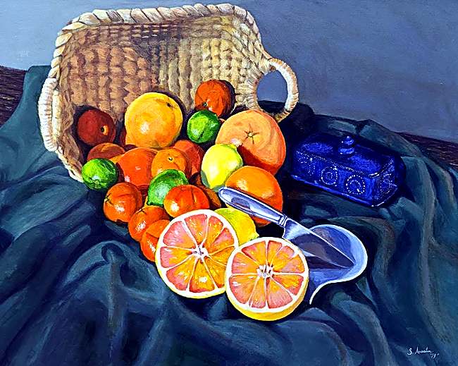 Citrus Harvest, acrylic on canvas