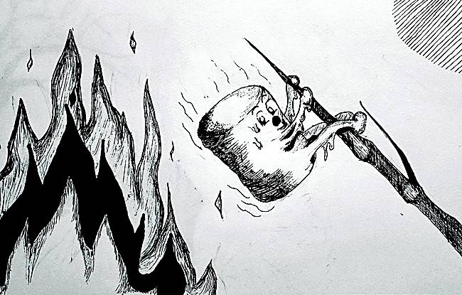 Inktober: Roasted, ink